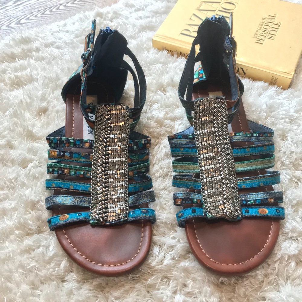 Steve Madden Dorianne Blue Boho Sandals Sz 7